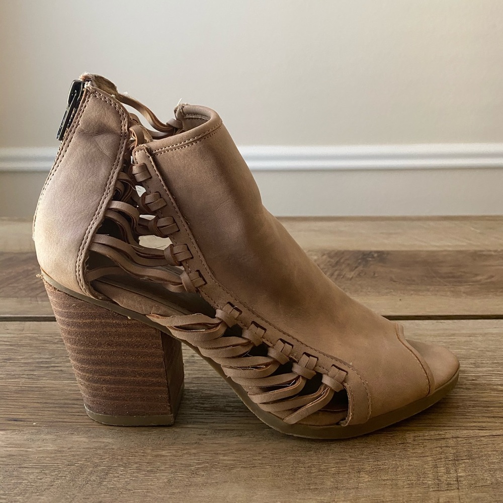 Tan Open Toe Booties